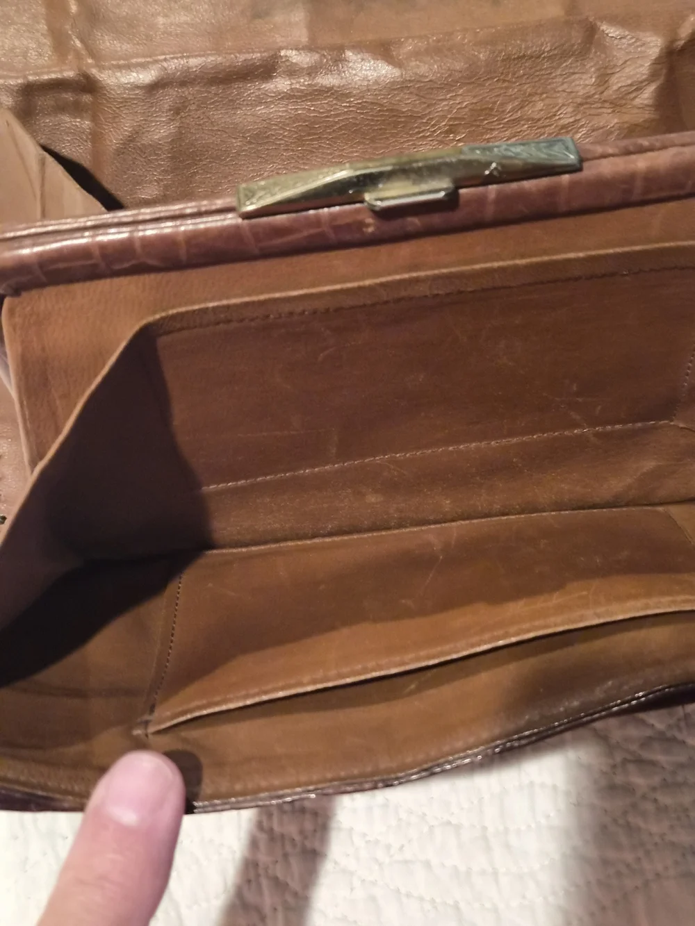VTG 1950s Genuine Alligator Skin Hand Laced Clutch Purse United-Carr Snap 9x6
